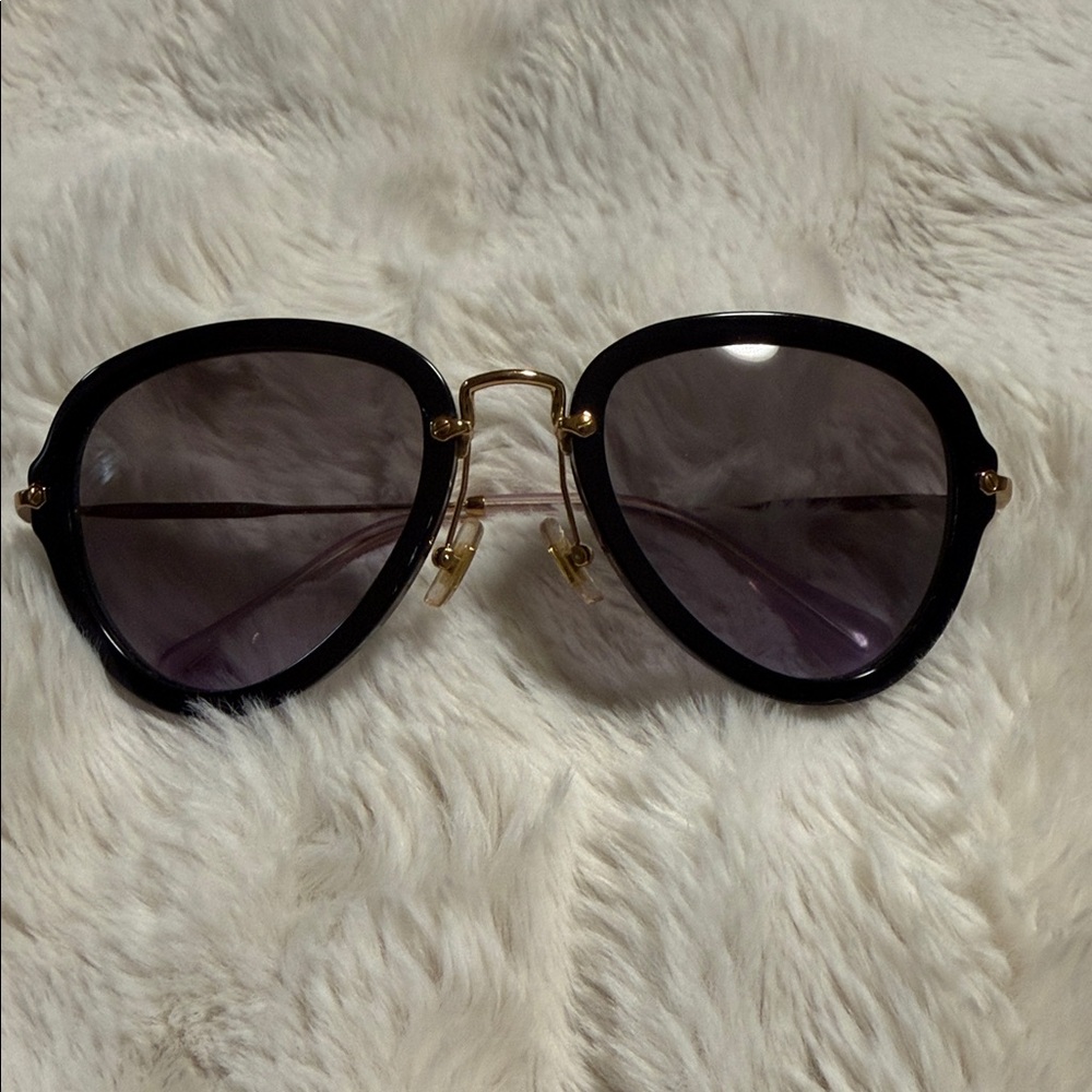 Miu Miu Chic Black and Gold Sunglasses
